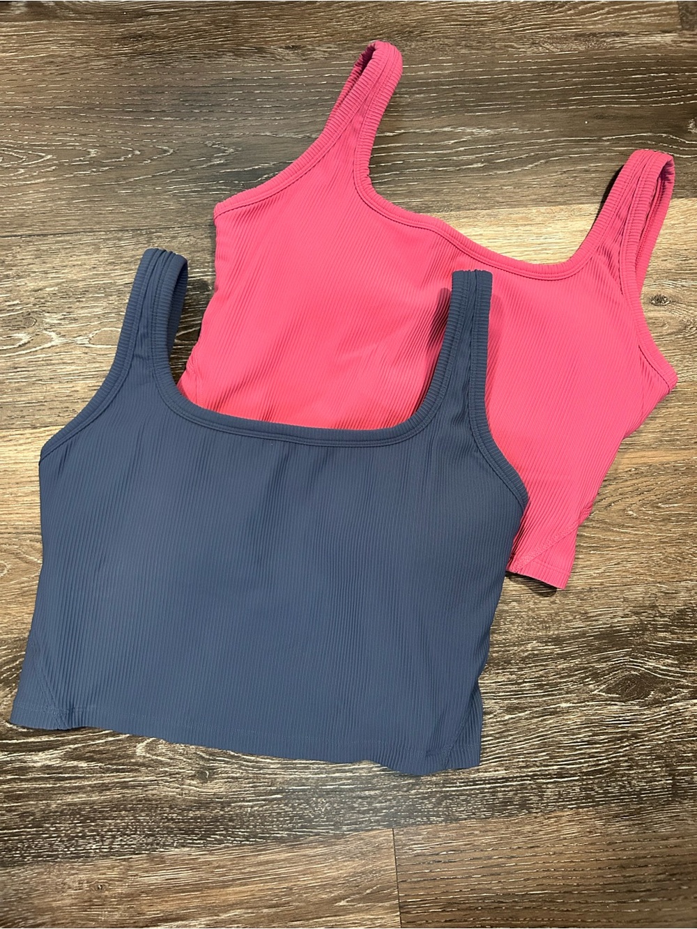Set of 2 Women’s Ribbed Longline Top/sports bra - Pink and Blue